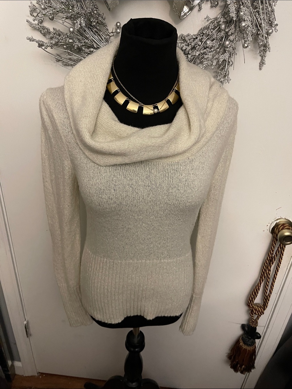 LOFT Cream Cowl Neck Sweater